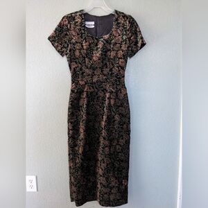 Vintage Floral Velvet Dress